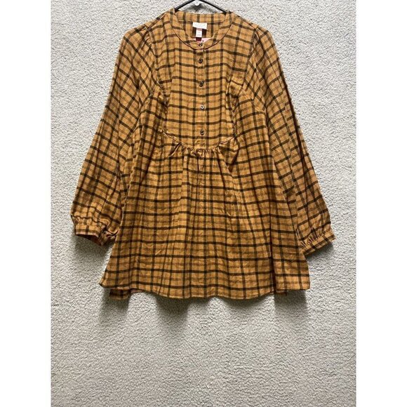 women's Isabel maternity top size XXL brown & black plaid flannel MSRP $28 - Picture 1 of 8